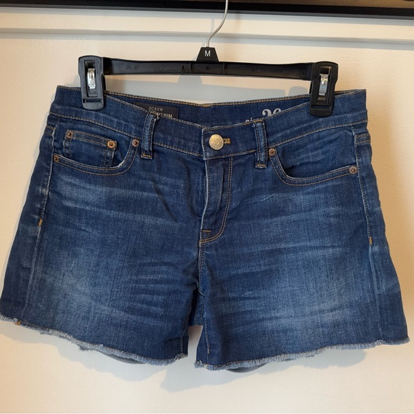 J Crew Indigo Denim Jean Shorts Raw Hem Sz 26 - Picture 1 of 8
